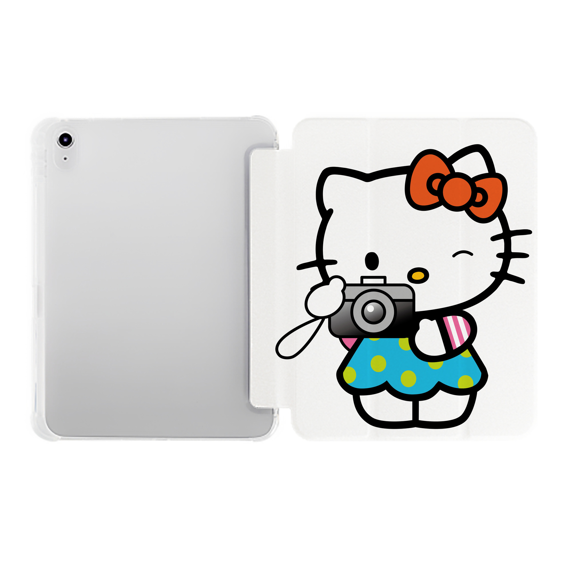 （画像用） Hello Kitty ハローキティ IPad ケース ペン収納付き 三つ折りスタンド PUレザー×シリコン 対応機種9.5/10.5/10.9インチ